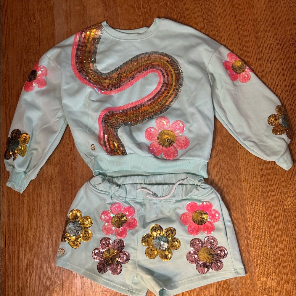 Simply Southern Sequin Set Mint and Pink